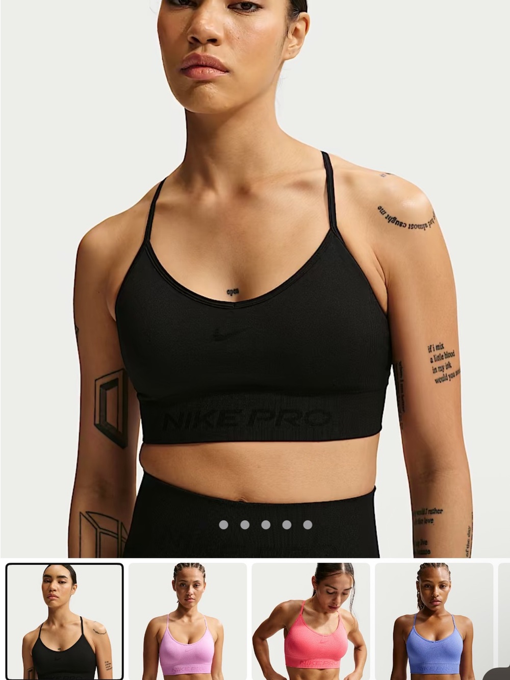 Nike Black Seamless Light Support Sports Bra with Thin Straps